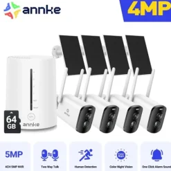 Säkerhetskamerasystem, 4MP upplösning, panorering och lutning funktionalitet,5200mAh 4St 64G