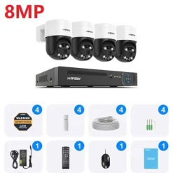 Säkerhetskamerasystem, 8MP upplösning, AI-detektionsteknik,8MP 4PCS Kameror, 2T