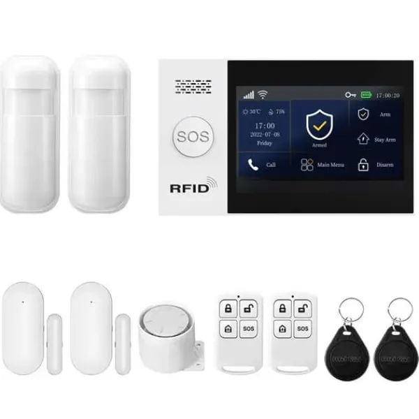 Säkerhetslarmssystem, Smarta Hemintegration, Appkontroll,4G WiFi Kit B, EU-plugg