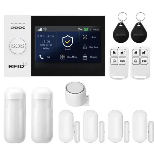 Säkerhetslarmssystem, Smarta Hemintegration, Appkontroll,4G WiFi Kit C, EU-plugg