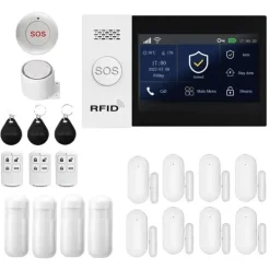 Säkerhetslarmssystem, Smarta Hemintegration, Appkontroll,4G WiFi Kit E, EU-plugg
