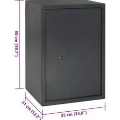 Säkerhetslåda med Nyckellås - Hållbar Stålbox | Färg: Grå | Storlek: 31x35x50 cm