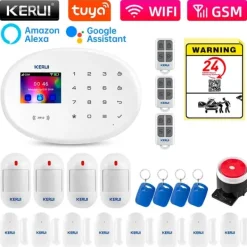 New Säkerhetssystem, trådlöst, kompatibelt med smarta hem,KIT 9 Larm Hemlarmsystem