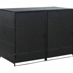 Hot Skjul för 2 soptunnor i konstrotting - Förvaringslösning | Färg: Svart | Storlek: 148x80x111 cm Skjul, Garage & Carports