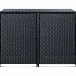 Hot Skjul för 2 soptunnor i konstrotting - Förvaringslösning | Färg: Svart | Storlek: 148x80x111 cm Skjul, Garage & Carports