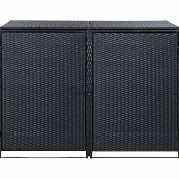 Hot Skjul för 2 soptunnor i konstrotting - Förvaringslösning | Färg: Svart | Storlek: 148x80x111 cm Skjul, Garage & Carports