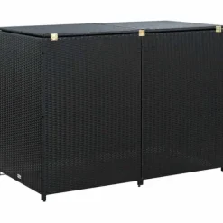 Hot Skjul för 2 soptunnor i konstrotting - Förvaringslösning | Färg: Svart | Storlek: 148x80x111 cm Skjul, Garage & Carports