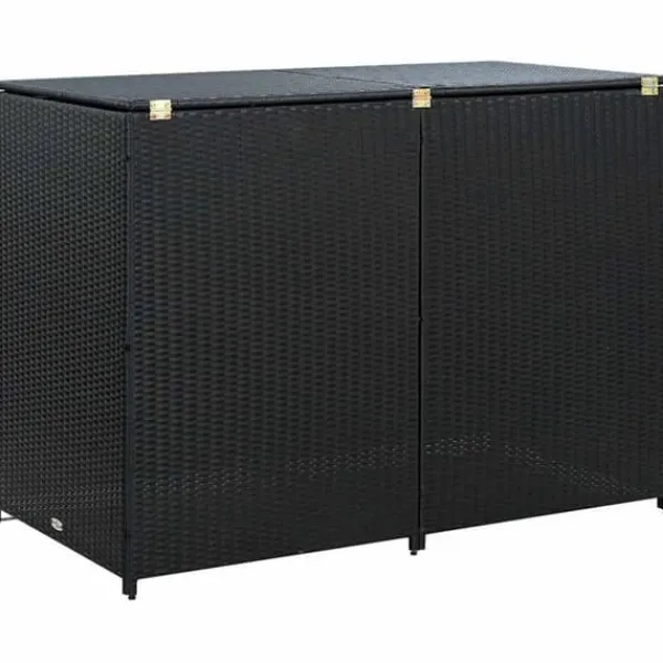 Hot Skjul för 2 soptunnor i konstrotting - Förvaringslösning | Färg: Svart | Storlek: 148x80x111 cm Skjul, Garage & Carports