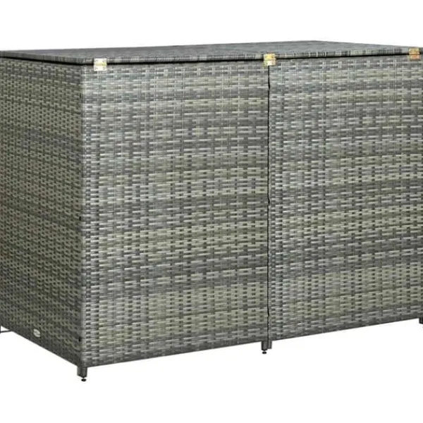 vidaXL Skjul för 2 soptunnor konstrotting antracit 148x77x111 cm