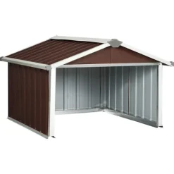 Clearance Skjul för robotgräsklippare 92x97x63 cm galvaniserat stål brun Skjul, Garage & Carports