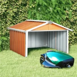 vidaXL Skjul för robotgräsklippare 92x97x63 cm galvaniserat stål brun