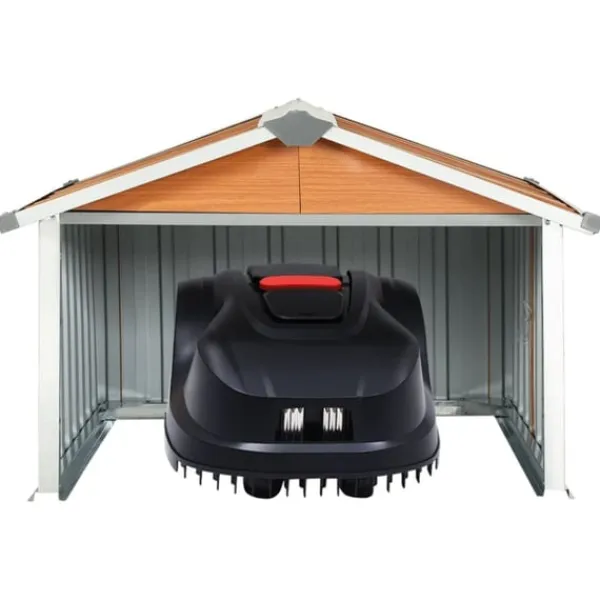 vidaXL Skjul för robotgräsklippare 92x97x63 cm galvaniserat stål brun