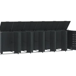 Skjul för sopkärl 6 platser - Hållbar stål med gasfjäderlock | Färg: Antracit | Storlek: 414x79x117 cm Skjul, Garage & Carports