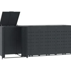 vidaXL Skjul för sopkärl för 4 platser antracit 276x79x117 cm stål