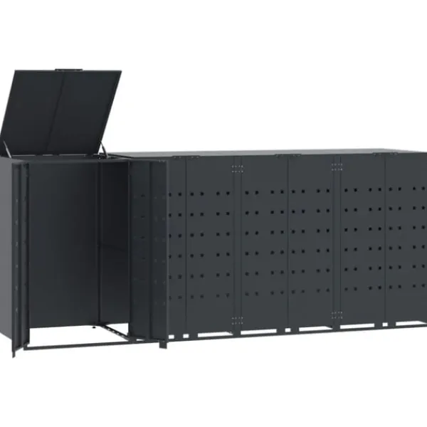 vidaXL Skjul för sopkärl för 4 platser antracit 276x79x117 cm stål