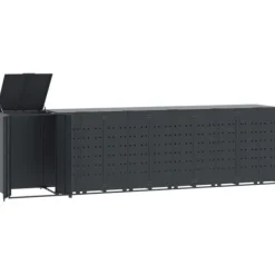 vidaXL Skjul för sopkärl för 6 platser antracit 414x79x117 cm stål