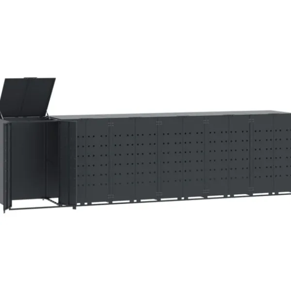 vidaXL Skjul för sopkärl för 6 platser antracit 414x79x117 cm stål