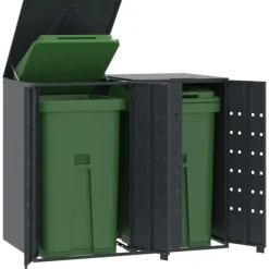 vidaXL Skjul för sopkärl för 2 platser antracit 138x79x117 cm stål