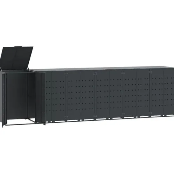vidaXL Skjul för sopkärl för 6 platser antracit 414x79x117 cm stål