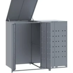 Skjul för sopkärl för 2 platser - Förvaring i stål | Färg: Grå | Storlek: 138x79x117 cm