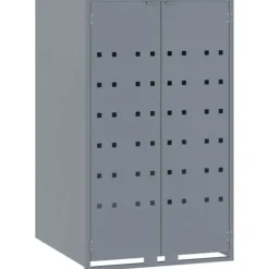 Skjul för sopkärl för 2 platser - Förvaring i stål | Färg: Grå | Storlek: 138x79x117 cm