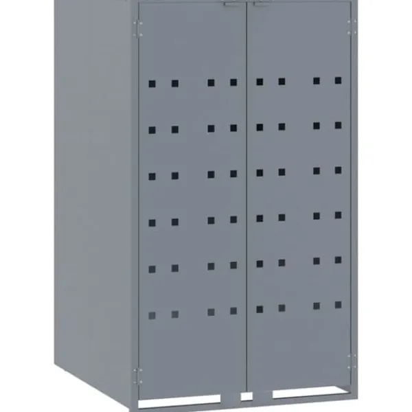 Skjul för sopkärl för 2 platser - Förvaring i stål | Färg: Grå | Storlek: 138x79x117 cm