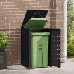 Outlet Skjul för sopkärl svart 69x79x117 cm stål Skjul, Garage & Carports