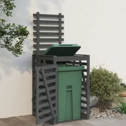 vidaXL Skjul för sopkärl 84x90x128,5 cm grå massiv furu
