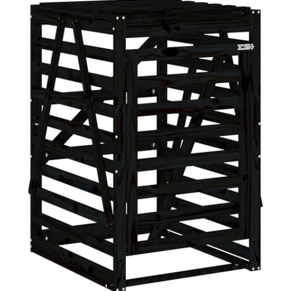 Online Skjul för sopkärl 84x90x128,5 cm svart massiv furu Kompostering