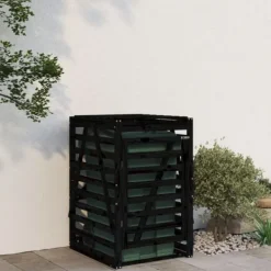 vidaXL Skjul för sopkärl 84x90x128,5 cm svart massiv furu