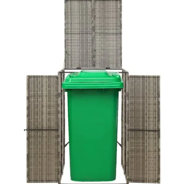 Online Skjul för soptunna grå 70x80x117 cm konstrotting Skjul, Garage & Carports