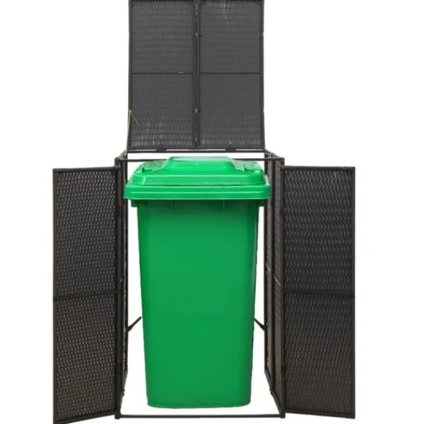 Sale Skjul för soptunna svart 70x80x117 cm konstrotting Skjul, Garage & Carports
