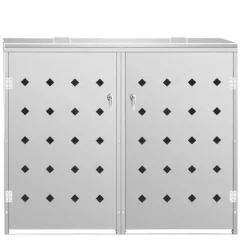 Skjul för två sopkärl 240 L i rostfritt stål | Färg: Silver | Storlek: 120x80x110 cm