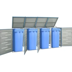 vidaXL Skjul till fyra sopkärl 276,5x77,5x112,5 cm rostfritt stål
