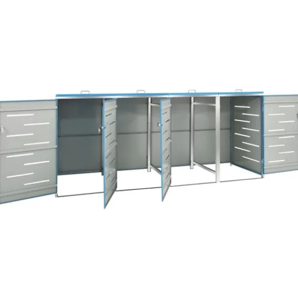 vidaXL Skjul till fyra sopkärl 276,5x77,5x112,5 cm rostfritt stål