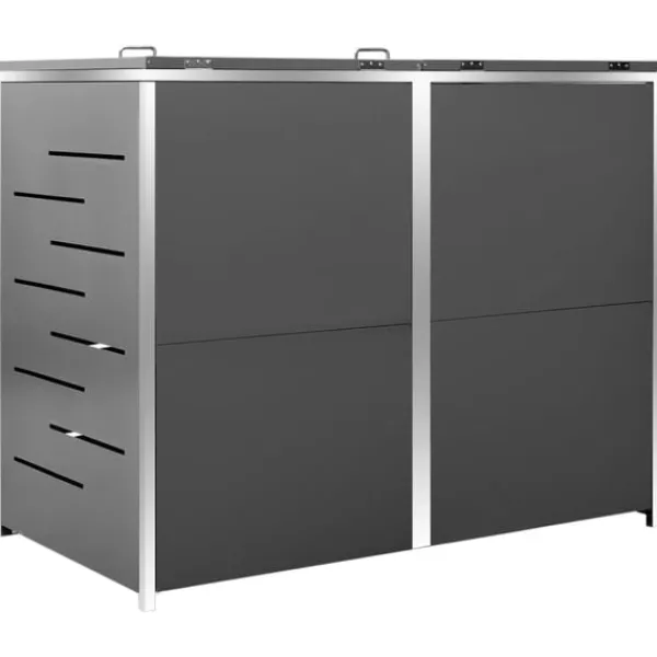 vidaXL Skjul till två sopkärl 138x77,5x112,5 cm rostfritt stål