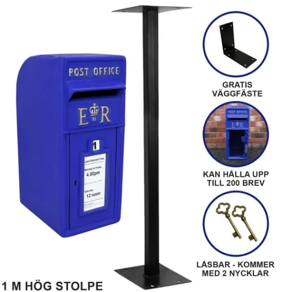 Clearance Skotsk Brevlåda med Stativ - Blå | MonsterShop Postlådor & Brevlådor