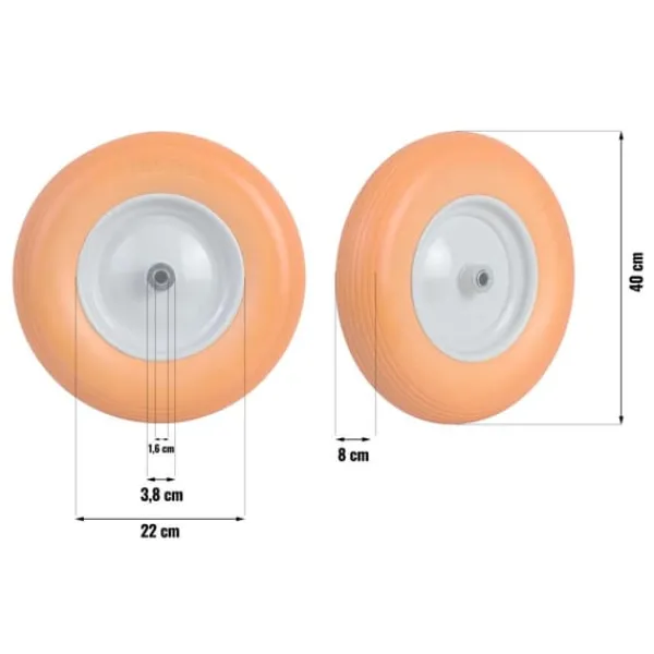 Viking Choice Skottkärra hjul tubeless 4.00-8 - diameter 40 cm - Orange/Vit