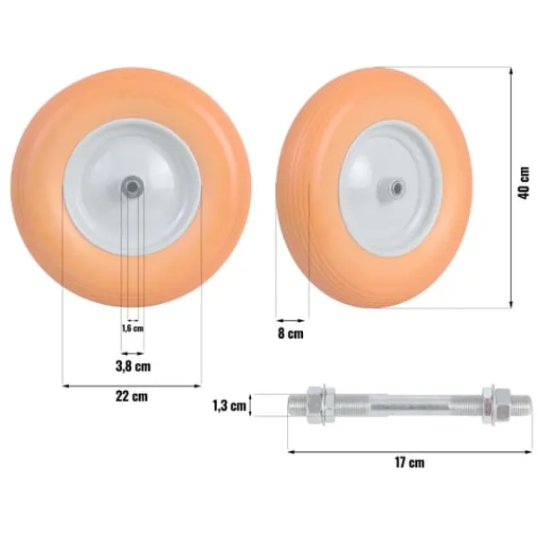 Viking Choice Skottkärra hjul tubeless 4.00-8 - diameter 40 cm - Orange/Vit