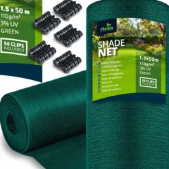Discount Skuggnät 1,5x50m 110 g/m2 + 50 klämmor gröna Markduk & Fiberduk