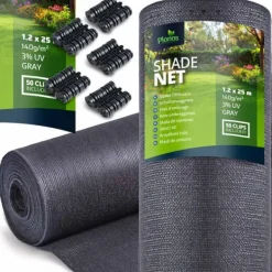 Hot Skuggnät 1,2x25m 140g/m2 + 50 klämmor grå Markduk & Fiberduk