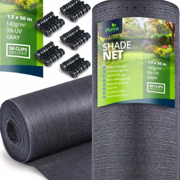 Discount Skuggnät 1,5x50m 140g/m2 + 50 klämmor grå Markduk & Fiberduk