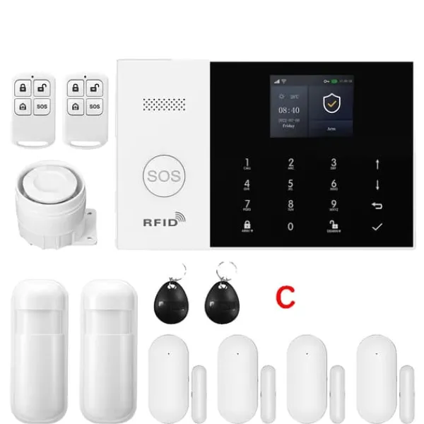 Smart Alarm System, Mobil Kontroll, Rörelsedetektionssensorer,C, EU-kontakt