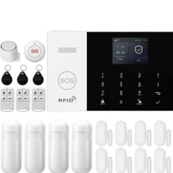 Smart Alarm System, Mobil Kontroll, Rörelsedetektionssensorer,EU-kontakt, E