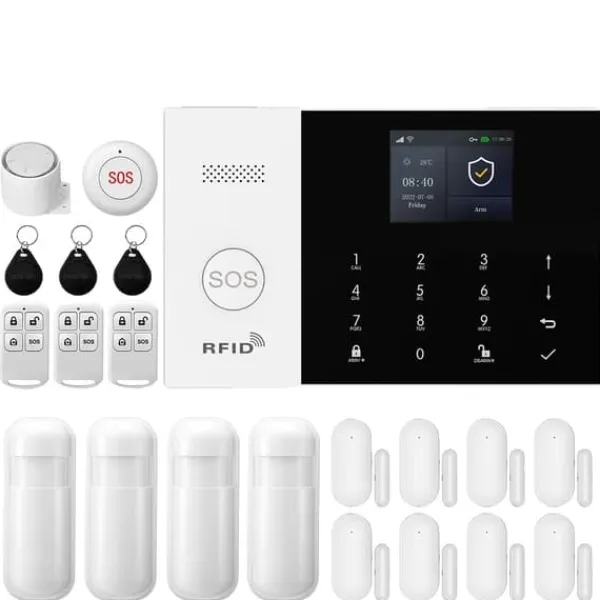 Smart Alarm System, Mobil Kontroll, Rörelsedetektionssensorer,EU-kontakt, E