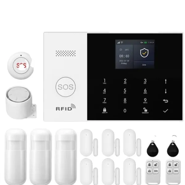 Smart Alarm System, Mobil Kontroll, Rörelsedetektionssensorer,EU-kontakt, D