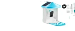 Online Smart fågelmatare, 2K HD-kamera, solenergidriven, 2L kapacitet,Blå För Fåglar & Småvilt