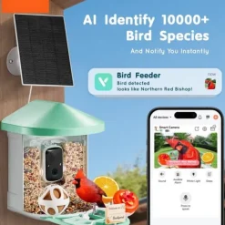 Smart fågelmatare med kamera 2K HD, AI-artidentifiering, automatisk fångst, hållbara material, perfekt för fågelentusiaster