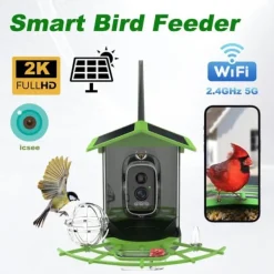 Smart fågelmatarkamera | 2K-video till mobilen med rörelsevarning | Automatisk fågelidentifiering