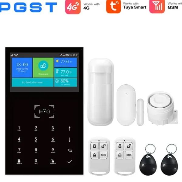 Smart Hem Larm System, App Kontroll, 99 Zons Stöd,4G-A, EU-plugg